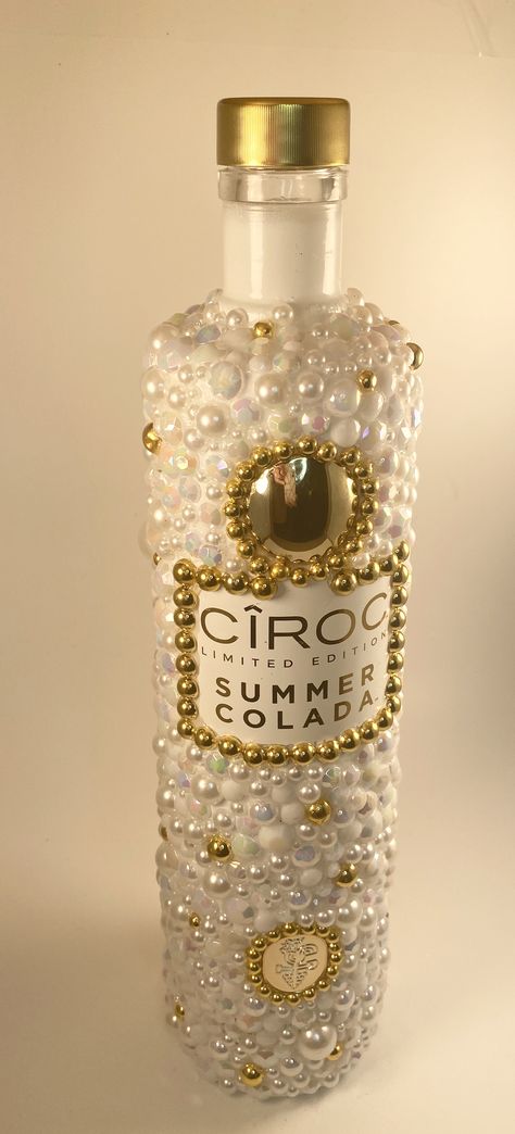 Ciroc Bottle Decorated, Gem Alcohol Bottle, Badazzel Liquor Bottles, Bedazzled Alcohol Bottle, Glitter Bottles Alcohol, Glitter Bottle Diy Alcohol, Custom Liquor Bottles, Glam Bottles, Bedazzled Bottles