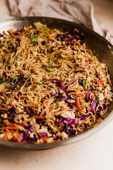 This egg roll ramen stir fry marries everything you love about both egg rolls and ramen in one dish! This version is gluten-free and comes together in 30 minutes. Egg Roll In A Bowl Noodles, Shrimp Egg Roll In A Bowl With Ramen, Cabbage Ramen Stir Fry, Egg Roll Noodles, Egg Roll In A Bowl Ramen Noodles, Egg Roll Stir Fry Recipe, Eggroll In A Bowl With Ramen Noodles, Egg Roll Ramen Skillet 12 Tomatoes, Unstuffed Egg Roll Stir Fry