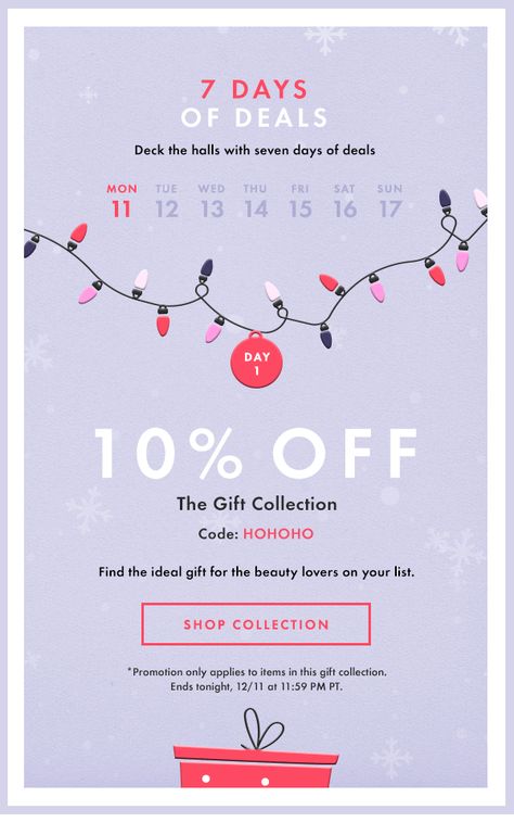 12 Days Of Christmas Email Design, Holiday Email Design Inspiration, Christmas Email Campaign, Cross Sell Email, Giving Tuesday Email, Christmas Email Design Inspiration, Christmas Giveaway Post, Winter Email Design, Email Gif Animation