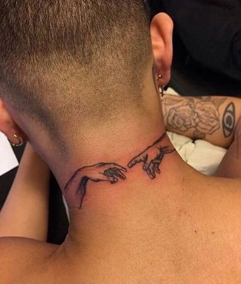 Simple Neck Tattoos, Best Neck Tattoos, Back Of Neck Tattoo, Tattoo Zeichnungen, Men Tattoos, Neck Tattoo For Guys, Back Of Shoulder Tattoo, Neck Tattoos, Diy Tattoo