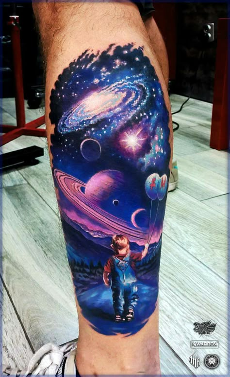 Space tattoo Galaxy Tattoos, Galaxy Tattoo Sleeve, Space Tattoo Sleeve, Cosmos Tattoo, Tattoo Modern, Cosmic Tattoo, Universe Tattoo, Planet Tattoos, Galaxy Tattoo