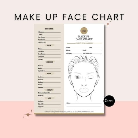 Face Chart Makeup, Makeup Consultation, Skincare Logo, Face Charts, Makeup Face Charts, Face Chart, Promo Items, Makeup Face, Brow Pencils