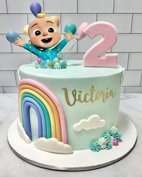 Cocomelon Cake Pastel Colors, Cocomelon Cake 3rd Birthday, Coconelon Girl Cake, 2nd Birthday Cake Cocomelon, Cocomelon Pastel Cake, Simple Cocomelon Cake Ideas, Coco Melon 2nd Birthday Party Girl, Cocomelon 2nd Birthday Cake, Cocomelon Girl Cake