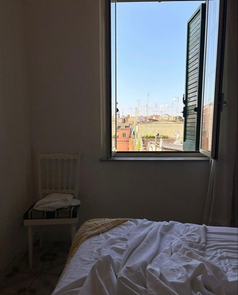 #rome #italy #window #vacation #aesthetic #bedroom Italy Window, Italian Apartment, Vacation Aesthetic, European Home, Italy Aesthetic, Apartment Aesthetic, Room Pictures, Bedroom Aesthetic, Aesthetic Bedroom