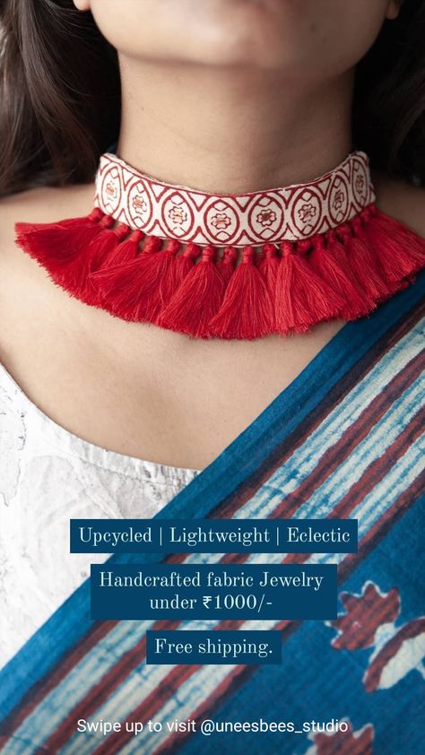 Fabric Choker Handmade, Silk Thread Necklace, Saree With Belt, Earrings Diy Handmade, Diy Fabric Jewellery, Linen Shirts Women, Thread Necklace, Handmade Clay Jewelry, Dress Neck Designs