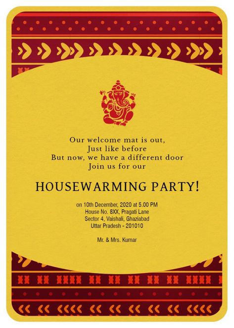 Griha Pravesh (Housewarming) Invitation Card Messages, Wording Ideas Housewarming Invitation Message, Housewarming Invitation Wording, Housewarming Invitation Cards, Create Invitation Card, Housewarming Invitation Templates, Invitation Card Format, Free Invitation Cards, Housewarming Invitation, Online Invitation Card