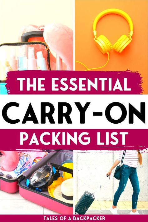 Packing Tips: If you're not sure what to pack in a carry on bag, I've got you covered with this essential carry-on packing list. These are the things I always have in my carry on luggage, whether I am checking in a bag or not, so click to see exactly what to pack in your carry on bag! From flight essentials to useful travel gadgets you might not have thought of, make sure you read this this flight travel guide to packing a carry on bag before you travel anywhere! Packing A Carry On Bag, Luggage Packing List, Carry On Packing List, Traveling Thailand, Luggage Essentials, Travel Beauty Essentials, Carry On Packing Tips, Carryon Luggage, Carry On Essentials