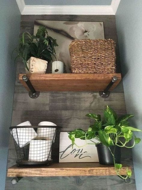 Water Closet Shelving, Decorate Water Closet, How To Decorate A Water Closet, Toilet Closet Ideas, Tiny Closet Makeover, Water Closet Bathroom, Water Closet Ideas, Water Closet Makeover, Closet Makeover Ideas