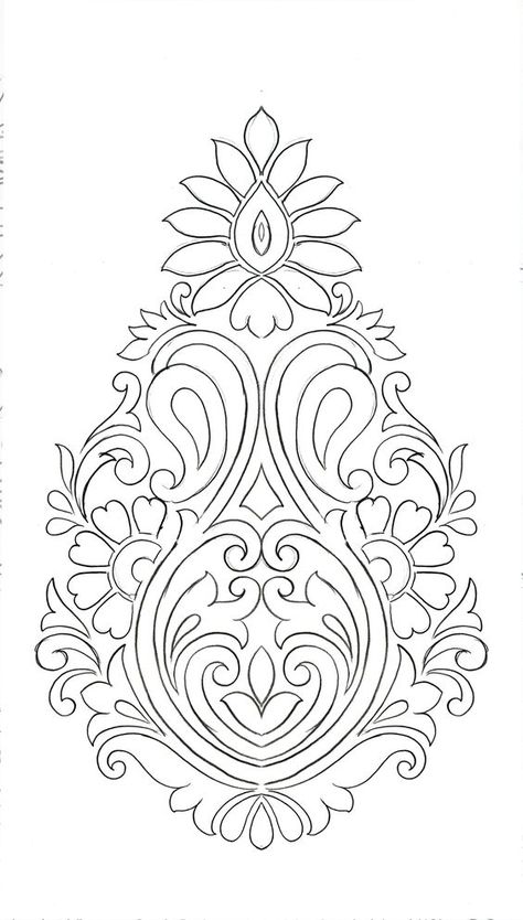 Designs for Aari or Maggam Embroidery - Printable - Knotty Threadz Alpona Design, Muster Tattoos, Flower Drawing Design, Border Embroidery Designs, Islamic Art Pattern, Border Embroidery, Hand Work Embroidery, Pola Sulam, Stencil Patterns