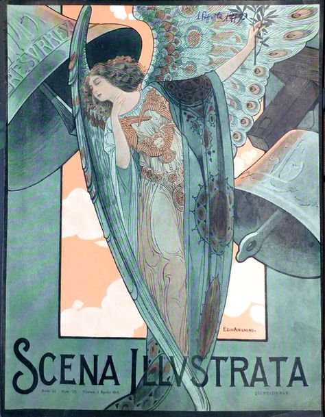 Impressive Posters Designed by Ezio Anichini in the Early 20th Century ~ Vintage Everyday Jodie Muir, Art Nouveau Angel, Angel Of Peace, Alfons Maria Mucha, Alphonse Mucha Art, Military Poster, Nouveau Illustration, Mucha Art, Alfons Mucha