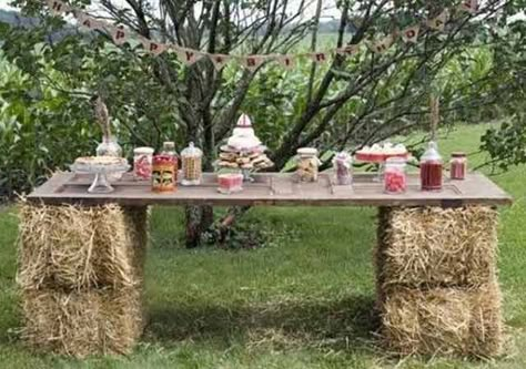 Country Bar Rustic Buffet, Outdoor Bars, Diy Outdoor Bar, Bonfire Party, Country Party, Deco Champetre, Barn Parties, Harvest Party, Western Parties