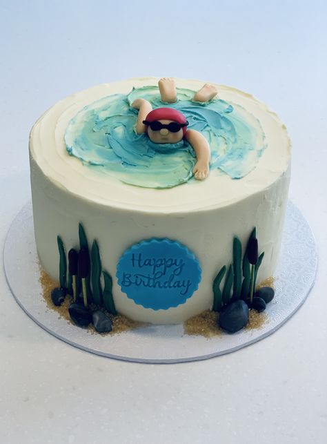 Swimming Theme Cake, Swimmer Cake, Swim Cake, Swimming Cake, 80 Birthday Cake, Chocolate Cake Designs, Wild Swimming, Boy Birthday Cake, 80th Birthday