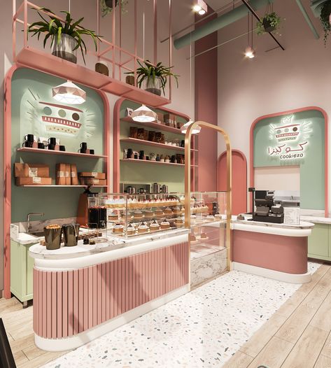 Cookies Shop on Behance Cake Shop Design, Bakery Shop Design, Bakery Interior, Bakery Design Interior, Bakery Decor, Coffee Shop Interior Design, Cafe Shop Design, Coffee Shops Interior, Bakery Design