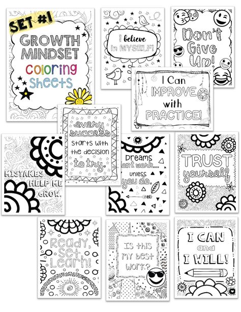 Growth Mindset Printables Free, Social Emotional Coloring Pages, Growth Mindset Coloring Pages Free, Fourth Grade Art Projects, Growth Mindset Art, Growth Mindset Elementary, Growth Mindset Coloring Pages, Mindful Coloring Pages, Mindset Art