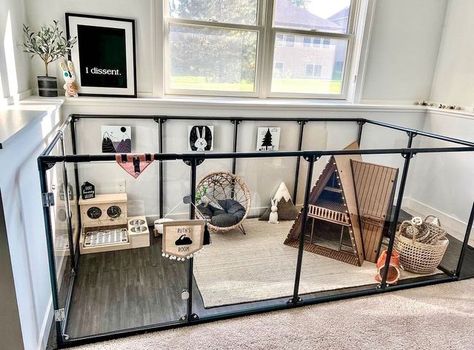 Rabbitat Indoor, Pet Rabbit Setup, Bunny Play Area Indoor, House Bunny Set Up, Flemish Giant Rabbit Indoor Enclosure, Diy Indoor Bunny Enclosure, Bunny Playpen Setup, Bunny Pens Indoor, Indoor Bunny Enclosure Ideas