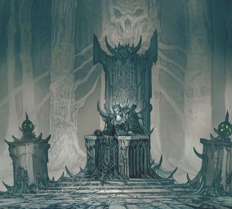 #ConceptArt of Lord of Bones from #Darksiders2 Dead King, Bg Design, Throne Room, My Fantasy World, Sun Tzu, 다크 판타지, King Art, Fantasy Art Landscapes, Arte Fantasy