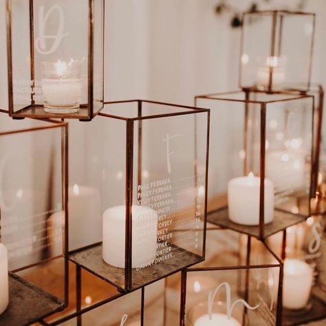 DC Wedding Planner on Instagram: “Now that’s what we call a warm welcome! Obsessed with this #weddingcalligraphy inspo from @copperstoneco. 🕯 ⠀ *⠀ *⠀ *⠀ *⠀ *⠀ #mdbride…” Glass Bottle Diy Decoration, Geometric Box, Table Assignments, Lantern Designs, February Wedding, Jewel Tone Wedding, Lantern Centerpieces, Glass Bottle Diy, Be Our Guest