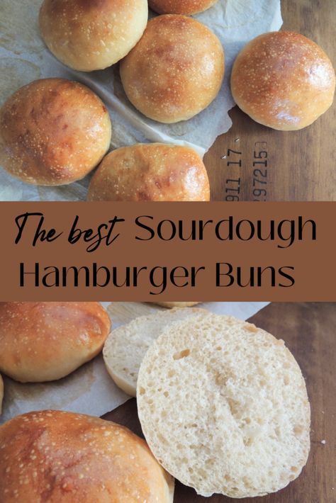 Sourdough Burger Buns, Sourdough Burger, Sourdough Hamburger Buns, Burger Buns Recipe, Hamburger Bun Recipe, Recipe Using Sourdough Starter, Sourdough Starter Discard Recipe, Homemade Sourdough Bread, Bread Starter