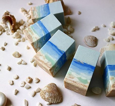 Lush Soap, Ocean Soap, Soap Design Ideas, Beach Soap, Savon Diy, Diy Soap Recipe, Săpunuri Handmade, Pretty Soap, Homemade Soap Recipes