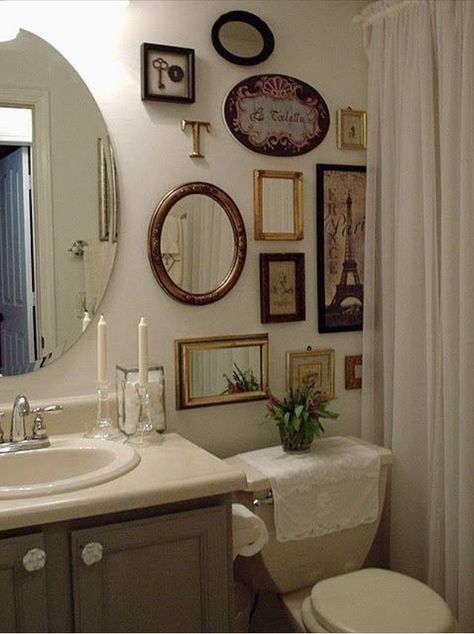 Harry Styles Imagine, Mirror Gallery, Shabby Chick, Hall Bathroom, Shabby Chic Bathroom, Chic Bathrooms, Hair Raising, Bathroom Redo, Wall Gallery