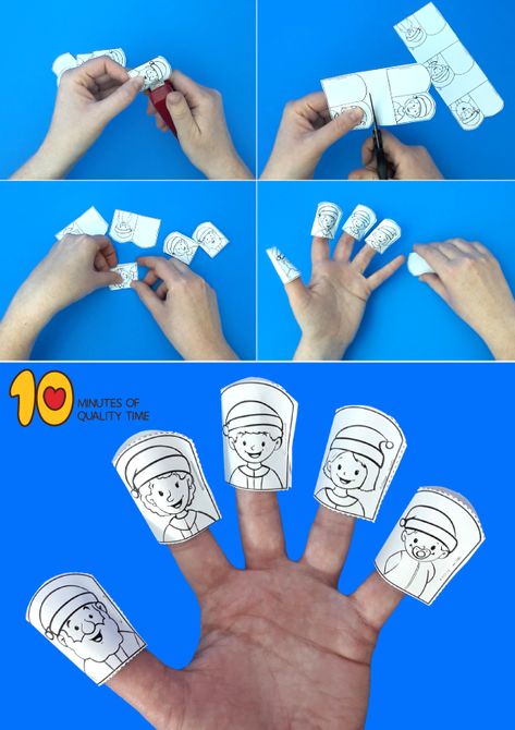 Finger Family Craft, Family Finger Puppets Printable, Finger Family Puppets, Family Crafts Preschool, Santa Claus With Gifts, Santa Claus Printable, Family Activities Preschool, Pen Pal Kit, Card For Christmas