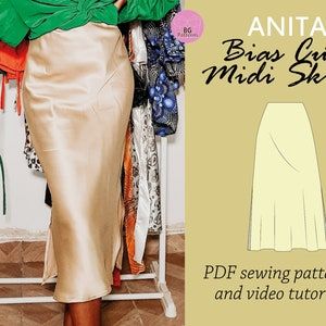 ANITA Bias Cut Midi Skirt Sewing Pattern High Waist Midi - Etsy Australia Midi Skirt Sewing, Midi Skirt Sewing Pattern, Sewing Pdf Pattern, High Waist Midi Skirt, Puff Sleeves Dress, Skirt Sewing Pattern, Trendy Jumpsuit, Skirt Sewing, Seam Allowance