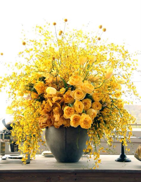 Yellow Flower Arrangements Yellow, Lobby Flowers, Hotel Flower Arrangements, Yellow Flower Arrangements, Hotel Flowers, Altar Flowers, Large Flower Arrangements, Corporate Flowers, Flower Arrangements Diy