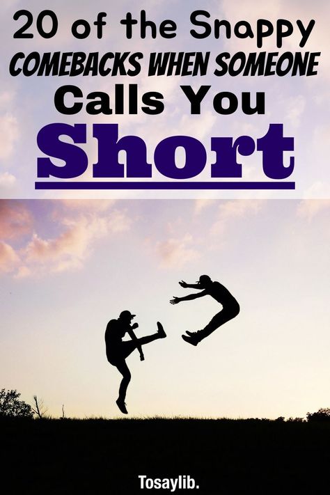 One thing that bullies love to do is poke fun at is someone’s height, especially if the person is short.    As a short person, you’ll need to be quick with some comebacks when someone calls you short so that they know you’re not someone to be messed with.    #comebackswhensomeonecallsyoushort #whensomeonecallsyoushort Short Person Quotes, Funny Ways To Tell Someone You Like Them, Comebacks If Someone Calls You Short, Comeback For Short People, Comebacks For Short Height, Your Short Comebacks, Quotes About Being Short In Height, Short People Comebacks, Being Short Quotes Height