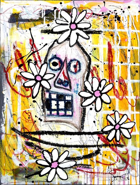 Soren Grau - Urban Flowers 3 #artgallery #losangeles #painting #buyart #lagallery #visitus #decoration Yellow Artwork, Landscape Street, Los Angeles Art, Corporate Art, Expressionist Art, Abstract Face, Yellow Art, Unique Paintings, Mixed Media Artwork