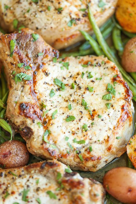 Pork Chops And Veggies, Healthy Pork Recipes, Ranch Pork Chops, Pork Chops And Potatoes, Healthy Pork, Leg Quarters, Easy Pork Chops, Easy Pork Chop Recipes, Sheet Pan Suppers