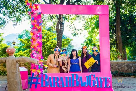 Funky hashtag photobooth for mehendi Mehendi Decor Ideas, Wedding Hall Decorations, Wedding Photo Booth Props, Housewarming Decorations, Personalized Wedding Decor, Desi Wedding Decor, Mehndi Decor, Bridal Decorations, Indian Wedding Planning