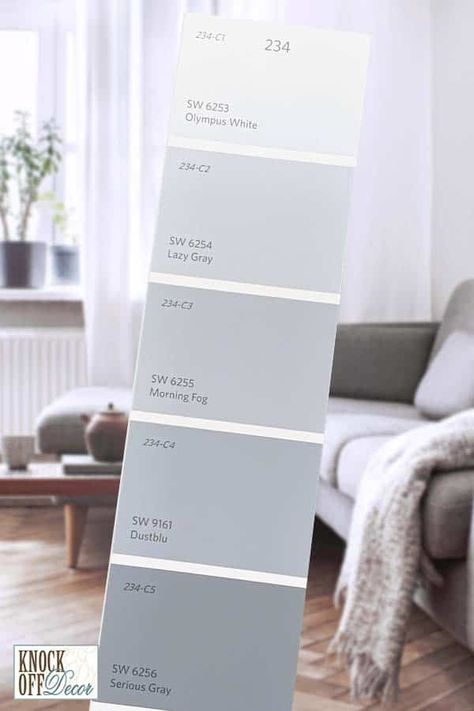 SW-single-lazy-gray-Color-Deck Sherwin Williams Lazy Gray, Lazy Gray Sherwin Williams, Cottage Makeover, Best Bedroom Colors, Sherwin Williams Gray, Farmhouse Paint Colors, Home Hall Design, Bedroom Murals, Touch Of Gray