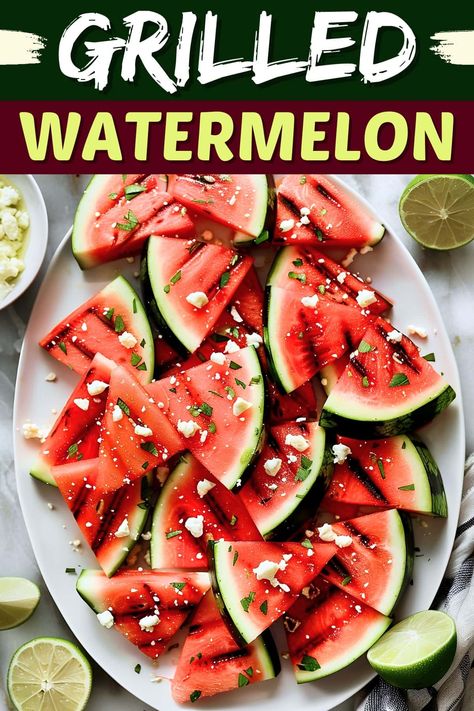 If you haven’t tried grilled watermelon yet, you’re in for a real treat! It’s a surprising twist that’ll completely transform this summer favorite. Grilled Watermelon Recipes, Grilled Fruit Recipes, Fruits And Vegetables List, Burger Side Dishes, Grilled Watermelon, Watermelon Salsa, Fruit Salad Easy, Watermelon And Feta, Grilled Fruit