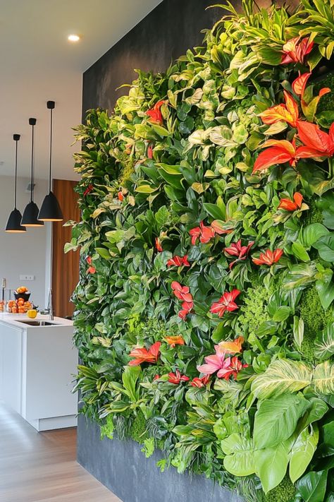 Explore stylish irrigated living walls, transforming spaces with stunning vertical gardens and easy maintenance. This pin highlights innovative designs for your house. Diy Plant Wall Indoor, Living Wall Indoor Diy, Diy Living Plant Wall, Living Wall Ideas, Wall Garden Indoor, Smart Gardening, Living Wall Indoor, Urban Homes, Irrigation Systems