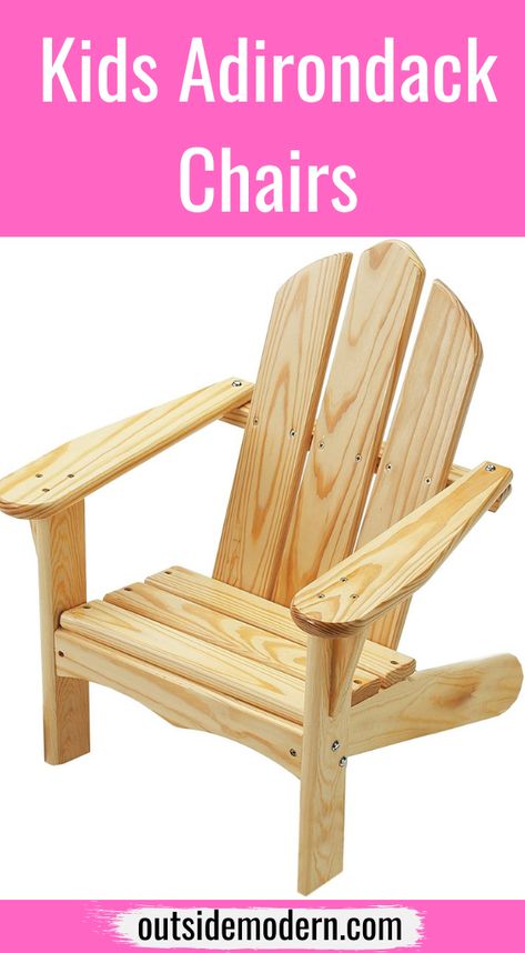 Kids Adirondack Chairs are a fun, cool, stylish way to introduce children to designer furniture. And children’s Adirondack chairs are just great stylish kids chairs, typically more fun than most kids furniture out there, and often not terribly expensive as well. They also look fantastic when paired with some regular grown-up Adirondack Chairs as well! After an extensive look at several outstanding kid’s Adirondack Chairs, we have determined that the best chairs ... #kidsadirondackchairs Baby Chair Wood, Kids Outdoor Chairs, Kids Wooden Chair, Wooden Lawn Chairs, Diy Kids Chair, Adirondak Chairs, Kids Adirondack Chair, Best Chairs, Muskoka Chair