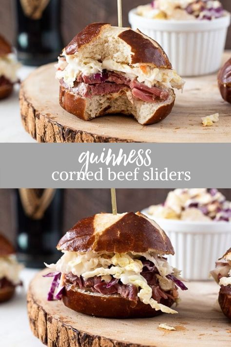 Corned Beef Sliders, Braised Corned Beef, Guinness Corned Beef, Sliders Recipes Beef, St Patricks Food, Slider Rolls, Beef Sliders, Corned Beef Recipes, Burger Sliders