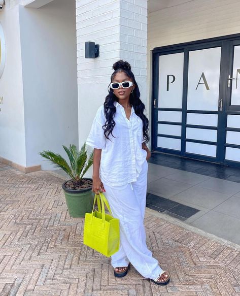 Your Fashion Assistant | Super stylish ❤️ follow @tutundeh for more style Inspo   Dress up Inspo  @snimhlongo Disclaimer: No copyright infringement intended. All… | Instagram White Maxi Dress Outfit, White Two Piece Outfit, White Linen Pants Outfit, Cute Lounge Outfits, Fashion Assistant, Linen Style Fashion, White Party Outfit, Linen Pants Outfit, Summer Aesthetics