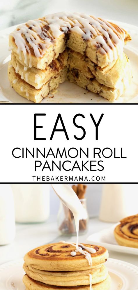 Get your hot-off-the-griddle Easy Cinnamon Roll Pancakes! Turn canned cinnamon rolls into soft pancakes with a ribbon of cinnamon sugar and a drizzle of sweet icing. They’re so delicious and so easy! I love using canned cinnamon rolls to make creative breakfast treats! It’s such an easy way to bring some fun to breakfast. And these delicious cinnamon roll pancakes could not be easier! Just press cinnamon rolls into a nonstick skillet or griddle and tada! Stovetop Cinnamon Rolls, Pancake Cinnamon Rolls, Easy Cinnamon Roll Pancakes, How To Make Cinnamon Roll Pancakes, Pancake Mix Cinnamon Rolls, Cinnamon Roll Pancakes With Pillsbury, Cinammon Roll Pancake, Cinnamon Roll Pancakes Easy, Cinnamon Bun Pancakes