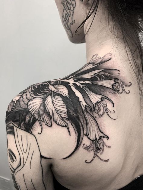 Art Nouveau Tattoo, Nouveau Tattoo, White Tattoos, Blackout Tattoo, 4 Tattoo, Leg Sleeve Tattoo, Snake Tattoo, Feminine Tattoos, Dope Tattoos