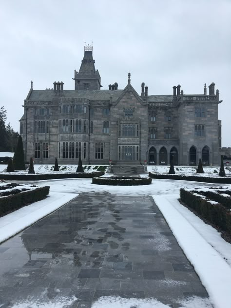 Adare Manor, Adare, Co.Limerick Malfoy Manor Exterior, Lestrange Manor, Malfoy Manor Aesthetic, Vampire Manor, Black Manor, Manor Aesthetic, Gothic Manor, Adare Manor, Dr House