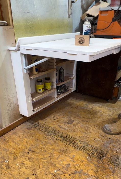 Tabinet Plans for a Space Saving Piece of Furniture - Etsy Small Kitchen Island Ideas, Small Kitchen Island, Table Cabinet, Plywood Sheets, Small Balcony Ideas, Rv Living, Folding Table, Small Kitchen, Craft Room