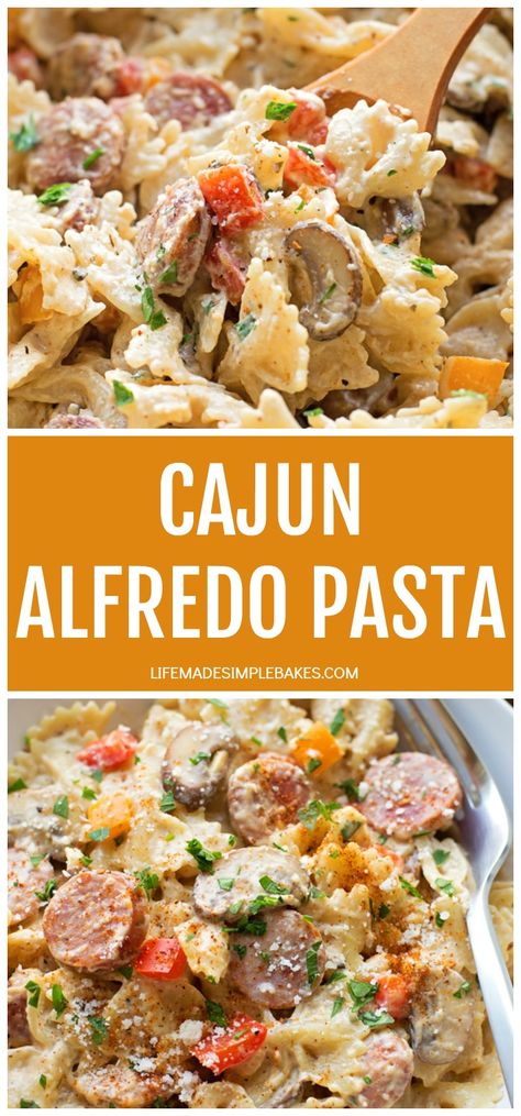 This one-pot cajun Alfredo pasta is exploding with flavor!! It's a quick, easy, effortless meal- all you need is 1 pot and 30 minutes. #cajunalfredopasta #onepotmeal #alfredopasta #30minutemeals Alfredo Recipes For Dinner, Cajun Tortellini, Cajun Alfredo Pasta, Instant Pot Tortellini, Cajun Alfredo, Pasta Cajun, Slower Cooker, Life Made Simple, 30 Min Meals