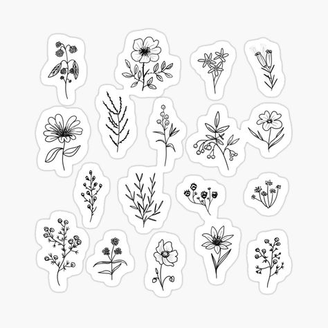 Get my art printed on awesome products. Support me at Redbubble #RBandME: https://www.redbubble.com/i/sticker/Patagonian-Wildflowers-White-by-anisg/53984013.JCQM3?asc=u Wild Flowers Drawing, Garden Wild Flowers, Flowers Line Art, Garden Wild, Wildflower Drawing, Scrapbook Printing, Flowers Drawing, Black And White Stickers, Iphone Case Stickers