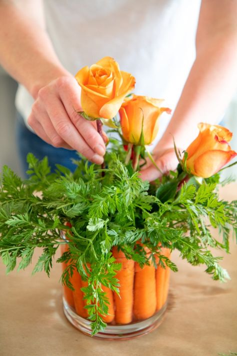 Bunny Flower Arrangement, Harry Styles Wallpaper Lockscreen, Mason Jar Flower Arrangements, Vegetable Bouquet, Easter Planter Ideas, Deco Fruit, Easter Bouquet, Bunny Flower, Easter Floral Arrangement