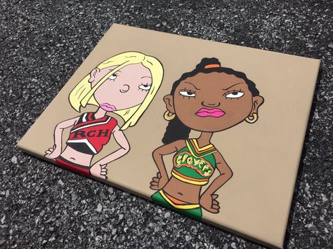 As Told By Ginger girls Cartoon People Paintings, Cartoon Character Paintings High, Bratz Doll Painting Canvas Easy, Brats Painting Canvas, Powerpuff Girls Canvas Painting, High Cartoon Paintings On Canvas, 90s Cartoon Canvas Painting, Hippie Painting, Posca Art