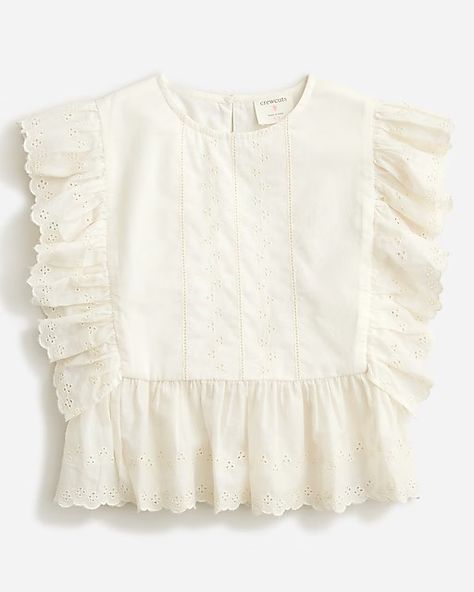 Girls' Tops & Tees | J.Crew Hair Wrap Scarf, Mode Zara, Top With Ruffles, Eyelet Top, Swimwear Dress, Clothes Set, Cotton Voile, Denim Coat, Preppy Outfits