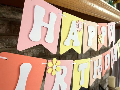 Two Groovy Birthday Banner, Two Groovy Birthday Party Decorations, Groovy Birthday Banner, Retro Birthday Party Decorations, Cricut Birthday Banner, Groovy Happy Birthday, Happy Birthday Hippie, Hippie Party Decorations, Groovy Banner