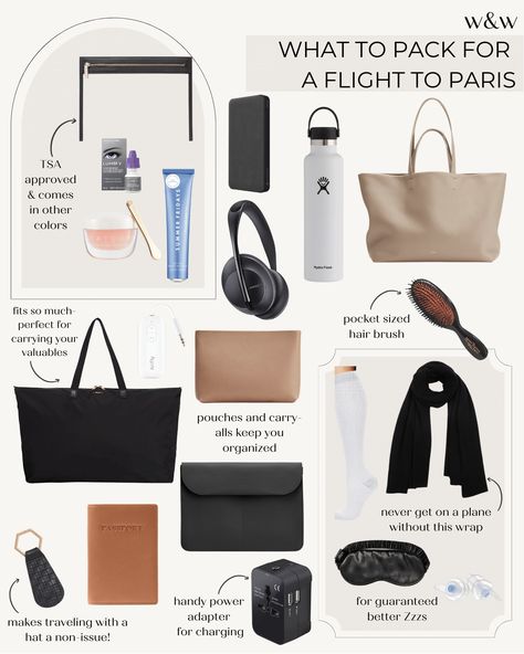 What to Pack for a Flight to Paris - wit & whimsy Cuyana Tote, What To Pack For Paris, Luggage Essentials, Paris Packing List, Flight To Paris, Paris Packing, Paris Outfit Ideas, Weekend In Paris, Flight Essentials