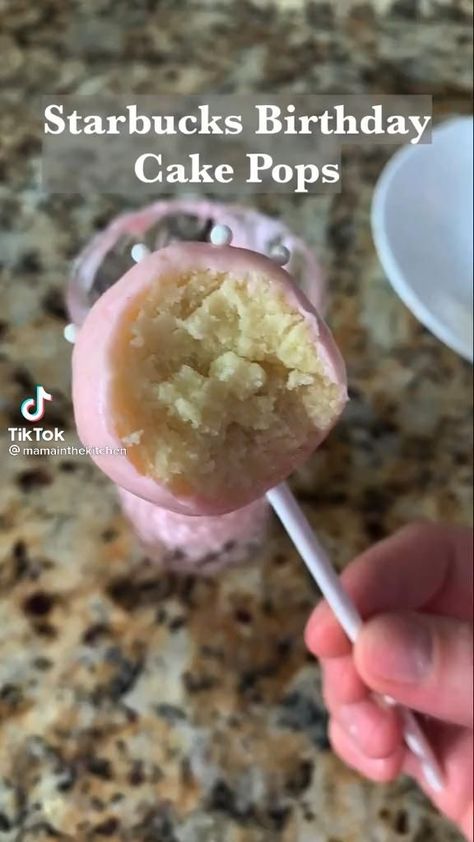 Starbucks Birthday Cake Pops, Easy Sweet Snacks, Starbucks Birthday Cake, Cinnamon Treats, Starbucks Cake Pops, Starbucks Cake, Starbucks Birthday, Birthday Cake Pops, Easy Baking Recipes Desserts