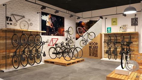 Hero Cycles - Store Identity on Behance Bicycle Cafe, Bicycle Room, Bike Storage Garage, Cycle Store, Storage Garage, Bicycle Store, Bike Room, Bicycle Shop, Bike Store